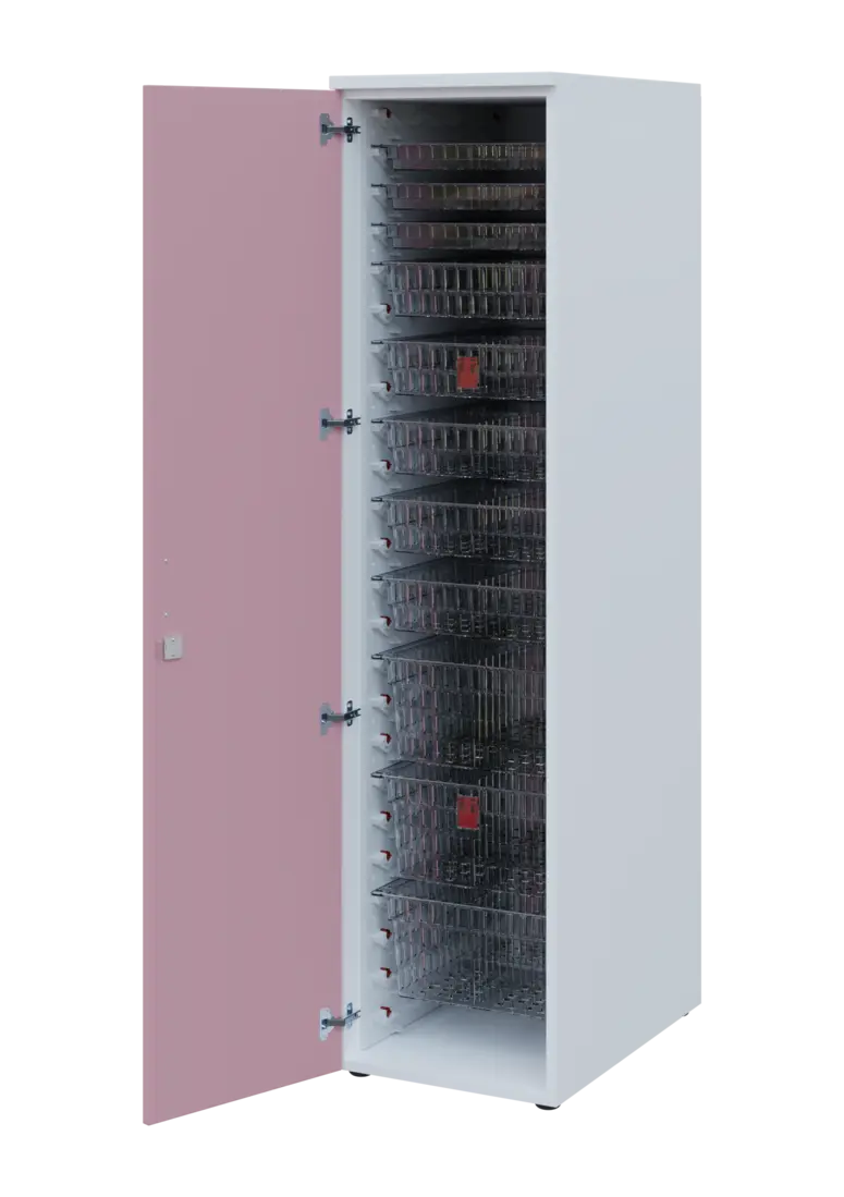 EUROMEDICA D - 46 TRANSPARENT skříň léková boxová, 1-dveřová, levá, 1950x460x735, korpus bílý, dvířk